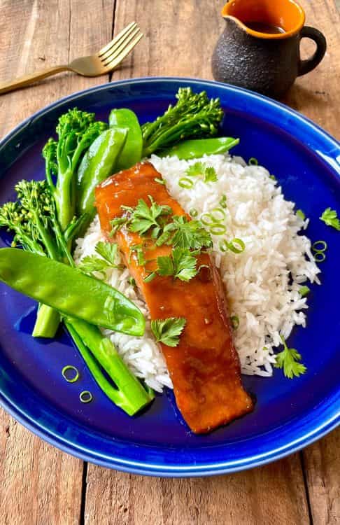 Photo of Miso Glazed Salmon With Broccolini & Sugar Snap Peas