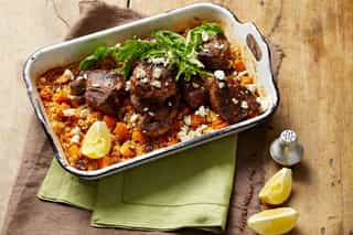 Photo of Moroccan Spiced Lamb with Roast Pumpkin, Feta, Rocket & Rice